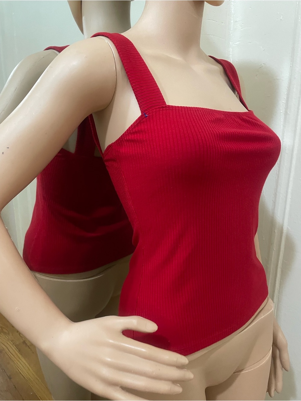 Reformation Red Ribbed Square-Neck Tank - Picture 7 of 9